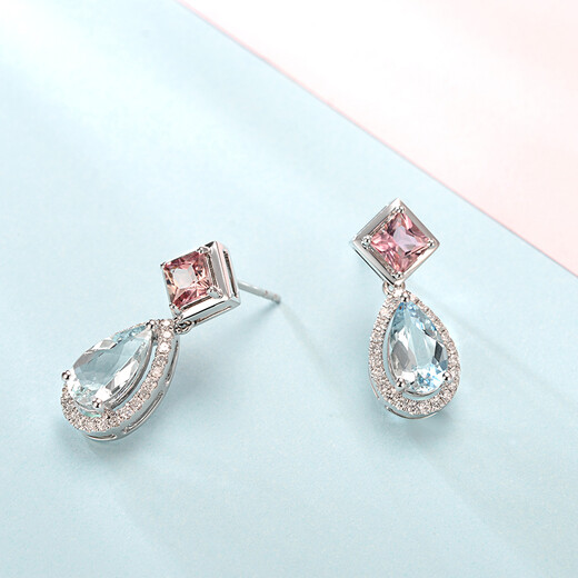 Avani 18K gold diamond aquamarine earrings women's diamond ruby tourmaline earrings