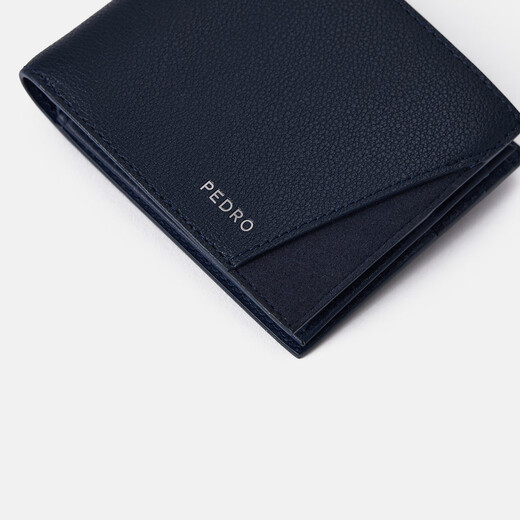 PEDRO cowhide multi-card solid color men's short wallet for boys PM4-15940235 Navy R
