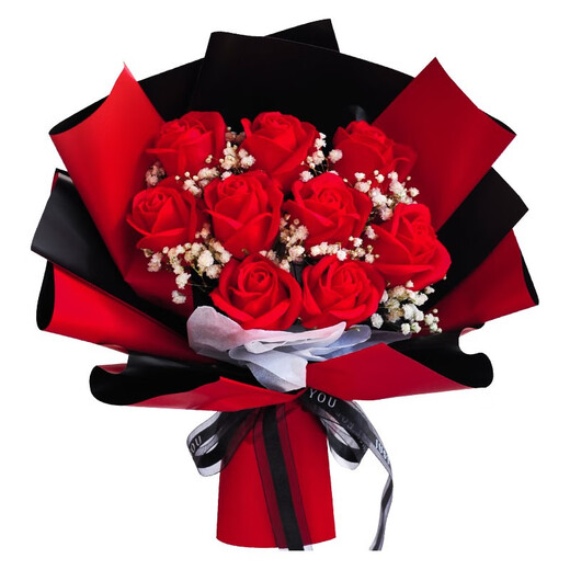 Take time to confess your love, Gypsophila bouquet, immortal roses, carnations and dried flowers as a birthday and Valentine’s Day gift for your girlfriend and best friend, 9 red roses (send lamp + gift bag + greeting card)