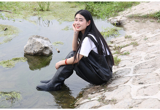 Suitable for Tianzheng Honglian brand rubber canvas waders, thickened and wear-resistant, fishing waterproof breeding semi-brown brown reinforced type-Honglian 38