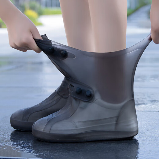 博沃尼克防水防雨鞋套男女直筒防滑加厚耐磨 棕色43-45