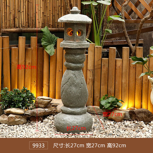 流水家园艺术砂岩花园庭院阳台景观灯笼假山日式禅意造景园艺仿石灯 9230浅灰砂岩 插电款
