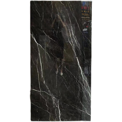 纪俪田定制全抛釉大理石瓷砖750X1500大板地砖防滑黑色酒店别墅客厅背景 15775 7501500