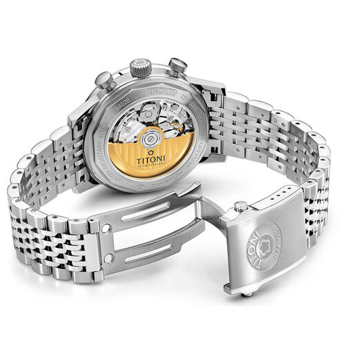 Titoni Swiss Watch erbte Serie Automatische Maschinenstahlgürtel Herrenuhr 94020-S-T4-681 Geschenk