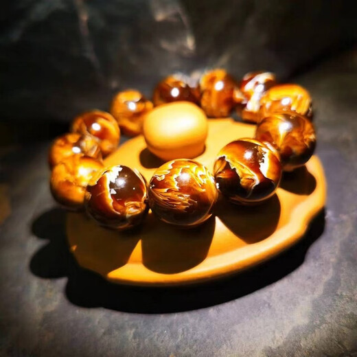 Phase stone edge optimized floating flower Burmese amber bracelet for men and women cave honey flower root amber beeswax bracelet single bead 20mm*12 pieces/string/men