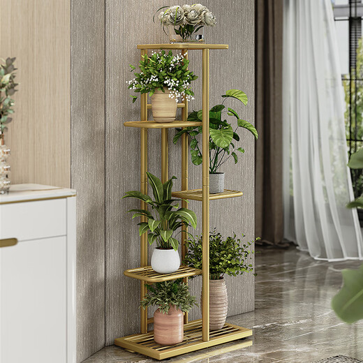 Solno Blumenständer mehrschichtige Klappboden im Innenhause Balkon dekorativen Blumenständer Schmiedeeisen Wohnzimmer Innenhof Einfaches Sukkulpfmittel-Rack Dunkelgrau Blitz Silber H916 (6 Becken verbesserte Version)