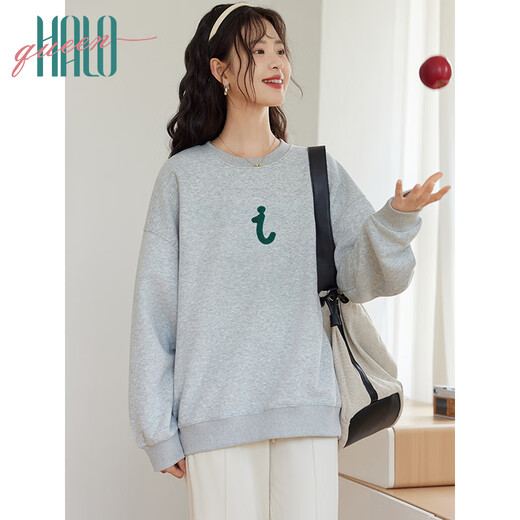 Halo Queen卫衣女春秋i人设计感圆领纯色休闲百搭套头上衣潮流H143W1047