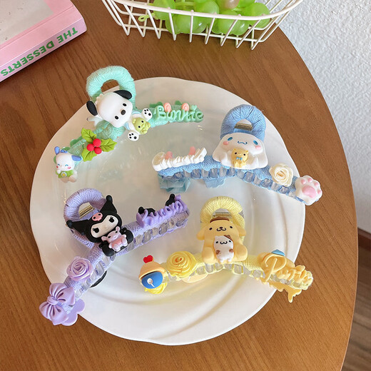 韩国儿童抓夹卡通贝儿发夹小女孩发夹星戴露鲨鱼夹发饰品 9930D蓝色玉桂狗抓夹