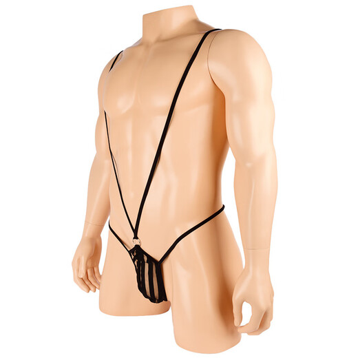 Confidential delivery of sexy underwear, perverted masturbation, fully transparent men's adult products, men's thong, white, sexy underwear, thong, men's one-piece suspenders, hoops, sexy transparent T-pants, one size fits all