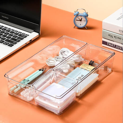 Mimu office desktop small stationery sundries cosmetics kitchen bathroom transparent storage box storage box storage box 4877. Side U transparent basket-medium length