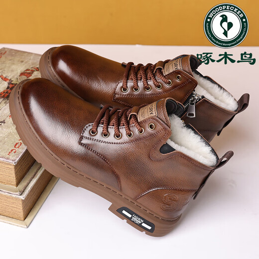 Pecker Chaussures pour hommes, bottes Martin pour hommes, Chaussures en coton à hauts hauts en laine chaude et hiver