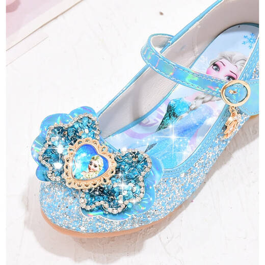 Yunyouli (yunyouli) Aisha Princess Shoes Spring and Autumn New Little Girls High-heeled Crystal Shoes Bow Pink Blue Leather Shoes Children's Shoes Pink Size 29 Inner Length 18.8 cm