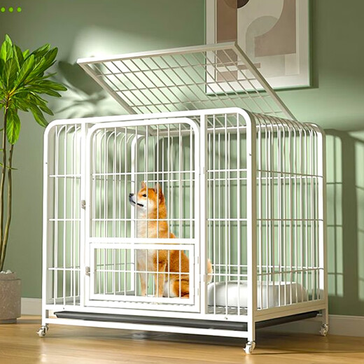 Dog cage small dog indoor stainless steel cage with toilet Shiba Inu Corgi pet cage dog fence thick and reinforced 110#1107293cm classic black