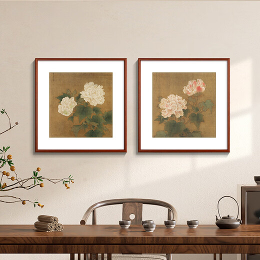 半笙宋代花鸟斗方装饰画中式名家国画客厅沙发背景墙书房茶室玄关挂画 1105款：白芙蓉 整体尺寸：40*40cm