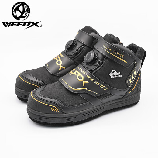 WEFOX Weihu Peking Reef Shoes Waterproof Replaceable Sole Rock Fishing Shoes Non-slip and Wear-Resistant Felt Sole Outdoor Sea Fishing Shoes Replaceable Sole Rock Fishing Shoes WDX_1088 Black Gold One Size 42