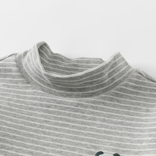 DAVE&BELLA new autumn and winter children's striped t-shirt baby half turtleneck top boys' clothes children's long-sleeved bottoming shirt gray DB4243492 100 cm (recommended height 90-100cm)