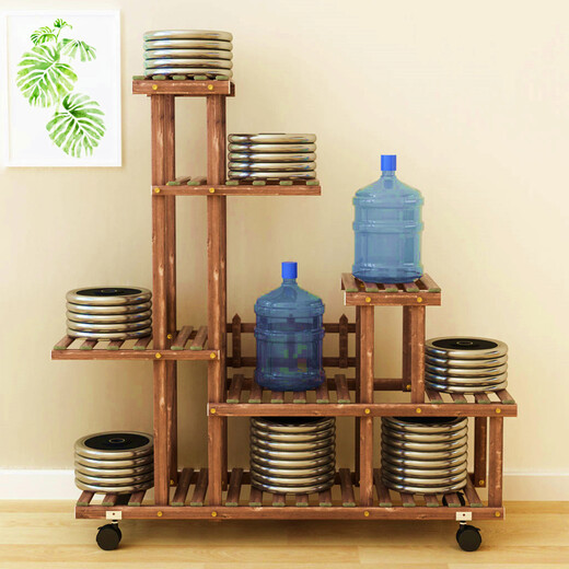 Rice Helper Solid Wood Flower Rack Outdoor Balcony Flower Pot Rack Indoor Floor Plant Rack Pot Rack Multi-layer Bonsai Rack S Basic Style [Reinforced Style] (Refer to Figure 2)