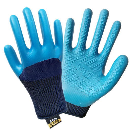 Xipu Xingyu A698 Youngaibao-Handschuhe Arbeitsschutz Kleber impregn, nicht glänzende, atmungsbekräftige Arbeitsschutzhandschuhe Xingyu 12 Paare von Versicherung halbhangend (versteckt blau) Tibetaner blaues Garn halbhanging l