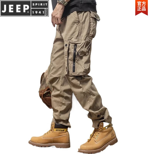 JEEP SPIRIT美式工装裤子男2025新款机能户外战术休闲裤男生束脚宽松型甄选 YM-655卡其色 3XL