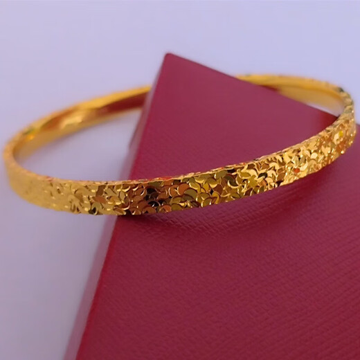 Chishe Old Phoenix Gold Store Style Gold-coated Silver Bracelet Gold Three-sided Crushed Ice Gold 999 Closed Mouth Women's Fashion New Open Gold-Coated Silver Crushed Ice 15g