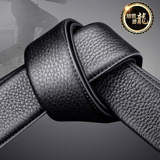 
Seven Wolf Belt Men's Genuine Leather Automatic Buckling Belt High-end Head Cowhide Belt Birthday Gift for Boyfriend Husband and Dad Style One Black LiheM73821A826-01