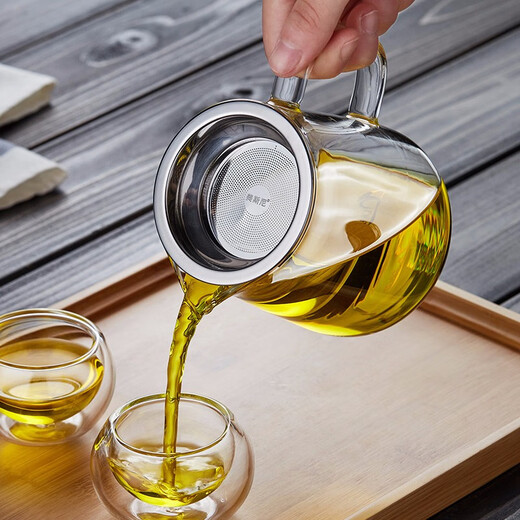 Mesni glass fair cup with tea drain set large-capacity tea set accessories stainless steel filter tea divider tea sea glass large handle Kung Fu tea ceremony thickened heat-resistant male cup Guyu fair cup