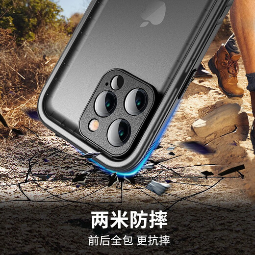 Suitable shield suitable for Apple waterproof mobile phone case iPhone14promax waterproof and dustproof 14Plus drop-proof lens 14 thickened anti-fall swimming and diving takeaway three-proof protective case Apple 14 protective case [waterproof and fall-proof]