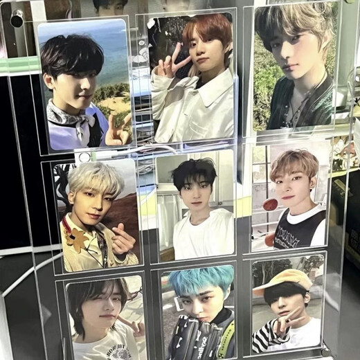 Laiji es adecuado para tarjetas pequeñas de cuadrícula de nueve cuadrados, soporte de exhibición de fotos, ranura para tarjeta de ídolo, álbum de tarjetas de acrílico, adornos de escritorio, marco de fotos, cuadrícula de 9 cuadrados 6.5x9