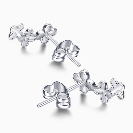 Pt.Charm platinum earrings for women, pt950 platinum earrings, simple and versatile, four-leaf clover, daisy, gift for God, in stock, national inspection certificate, 1.8-1.9g pair