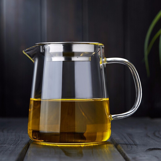 Mesni glass fair cup with tea drain set large-capacity tea set accessories stainless steel filter tea divider tea sea glass large handle Kung Fu tea ceremony thickened heat-resistant male cup Guyu fair cup