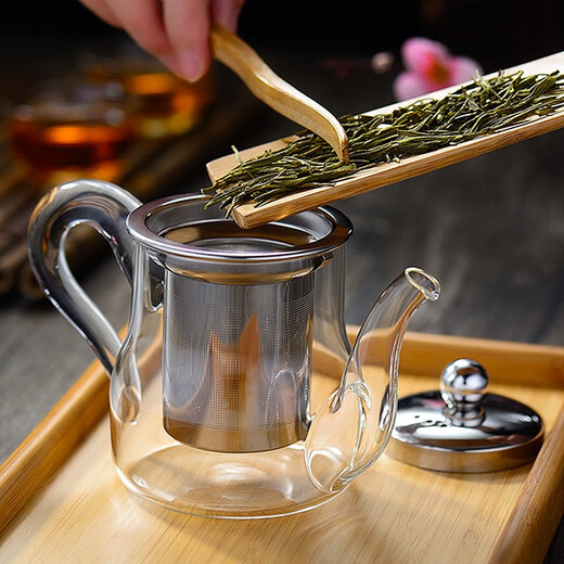 Yipin Workshop High Temperature Resistant Thickened Glass Teapot Filter Heat Resistant Teapot Flower Teapot Household Tea Set Tea Cup Set Yinquan Kettle 380ml