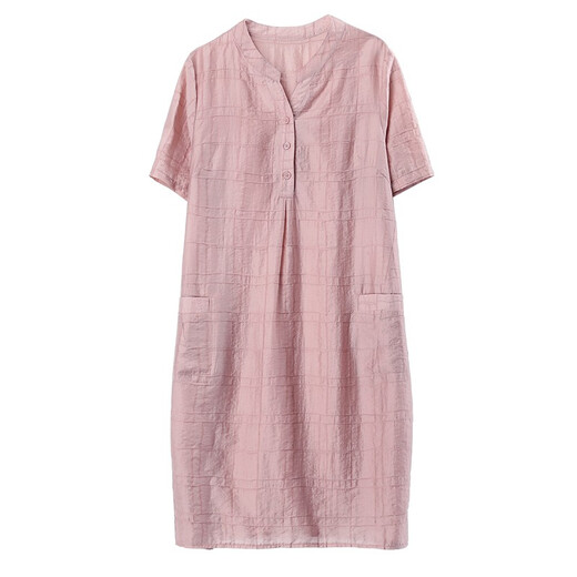 LEDIALYI (LEDIALYI) 2025 summer women's clothing new fashionable and fashionable middle-aged casual dress small mid-length skirt summer pink XL (recommended 135-145Jin [Jin equals 0.5 kg])