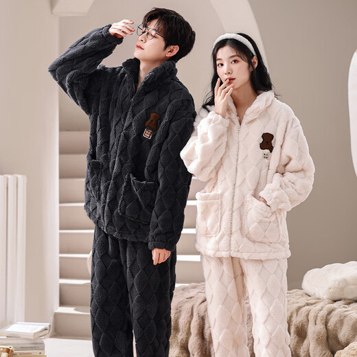 Sweet Orange Paar Pyjamas für Winter Männer und Frauen sowie samt verdickte niedliche Cartoon Koralle Velvet Pyjamas Strickjacken Hauskleidung kann außerhalb von BC6626 Paare getragen werden