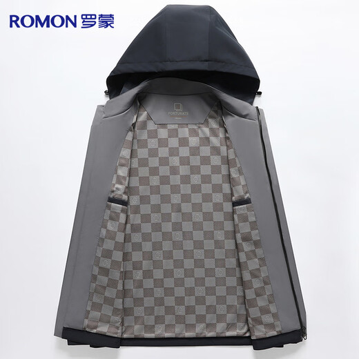 Romon windproof and anti-wrinkle jacket men's spring and autumn detachable hooded top business casual windbreaker jacket men's clothing