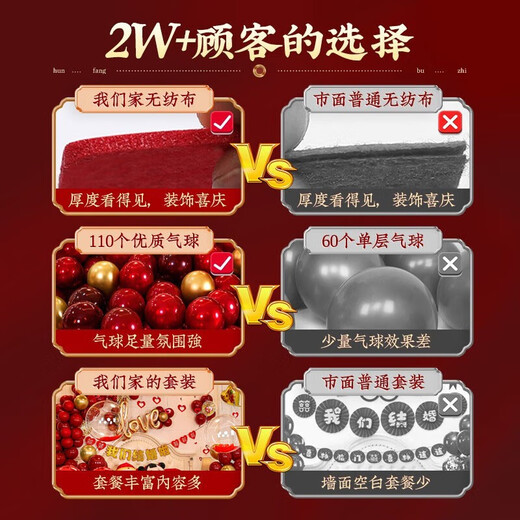 琰栎 婚房布置全套男方结婚气球装饰套装卧室客厅拉花婚庆婚礼用品女 我们结婚啦