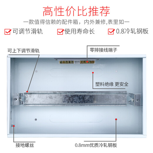 Iron bottom concealed circuit distribution box household surface-mounted back-to-power box switch box electric box box electric control box empty unpacking flat plate concealed 10-13 circuit