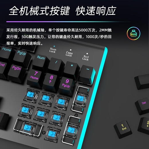 Daryou LK165 solid color mechanical keyboard home office e-sports game Internet cafe Internet cafe notebook desktop computer wired USB mixed light CF chicken LOL LK165 black mixed light green axis