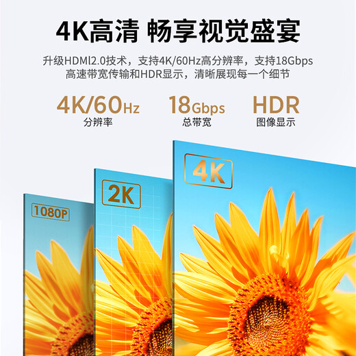 Biaz HDMI cable version 2.0 4K60HZ HD cable 1.8 meters 3D video cable engineering grade projector laptop TV set-top box data connection cable