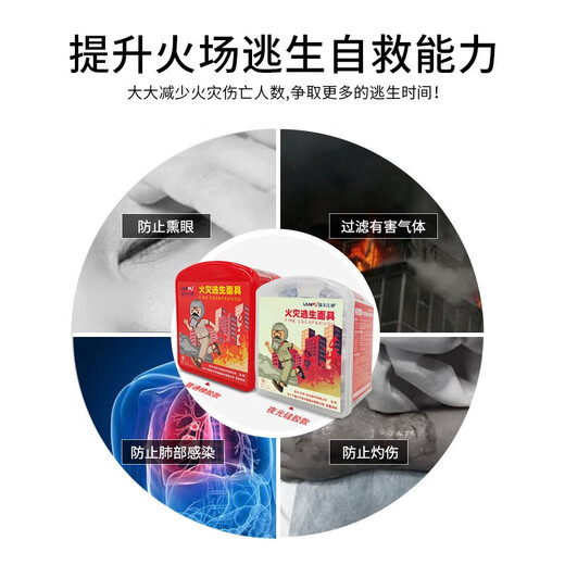 Lanfu fire escape mask national silicone standard 3C certified filtering fire self-rescue respirator smoke-proof rubber mask 3C certified silicone fire mask-1 pack