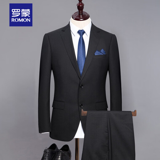 ROMON wool suit men's suit men's suit men's wedding suit wool suit formal business wear 6S58300 black 50B