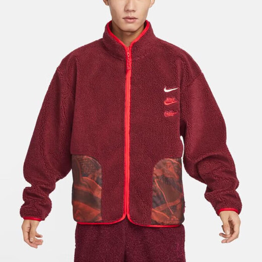 Nike (Nike) Jacke Herrenbekleidung Frühling 2025 CNY Dragon Jahr Limited New Drei-Hook Imitation Lammstand Halsband Sport Casual Clothing FZ6194-677 Red XL