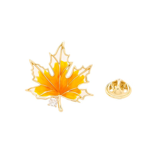 QUAMER small maple leaf brooch, high-end women's retro corsage collar, anti-exposure buckle to fix clothes, yellow small maple leaf-brooch