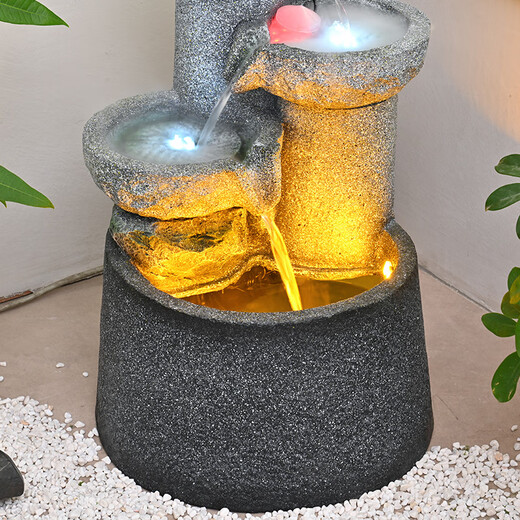 奈源庭院花园假山流水喷泉摆件循环水落地中式田园玄关阳台养鱼池造景 6627【40*42*73】