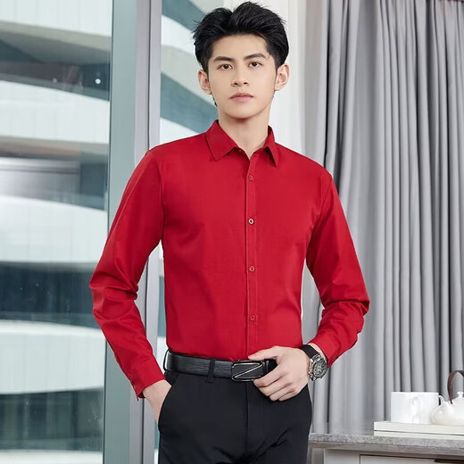 Chaoxideng anti-wrinkle and iron-free men's long-sleeved business high-end professional formal shirt spring and autumn Korean version slim white XL