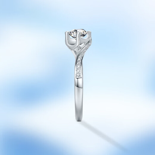 AVHE double certificate 950 platinum diamond ring four-claw twisted arm bull head ring cultivated diamond wedding platinum gift Qixi Festival platinum-30 points D color cultivated diamond 9-20 circle number can be noted