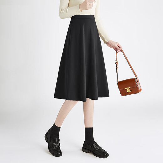 She pool high waist mid-length skirt 2025 autumn and winter new women's fashion simple commuting pleated skirt