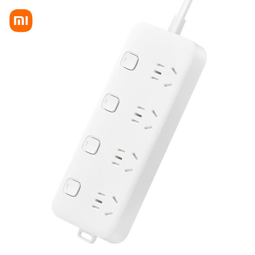 Xiaomi plug-in board 4-position 4-control socket strip drag strip one-turn multi-purpose wiring board sub-control socket strip plug-in strip 4-position 4-control 1.8 meters