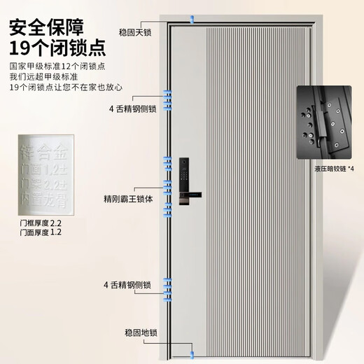 Strong crémeux et épaissis Classe A Porte de sécurité Porte d'entrée Porte de sécurité + alliage de zinc Charnite cachée cachée + porte unique porte mère aviation en aluminium Foil rempli de verrouillage intelligent, poignée horizontale Visual Visual Intelligent Lock 2050 * 1050