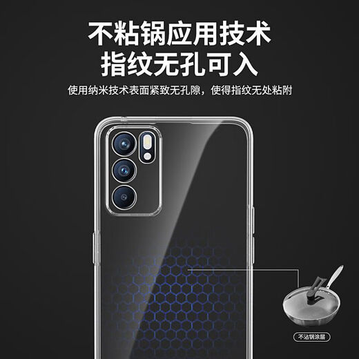 OPPO original Reno6 mobile phone case Reno6Pro silicone HD transparent full-inclusive simple anti-fall soft shell protection Full-inclusive lens HD ice-transparent shell 1 package OPPOReno6