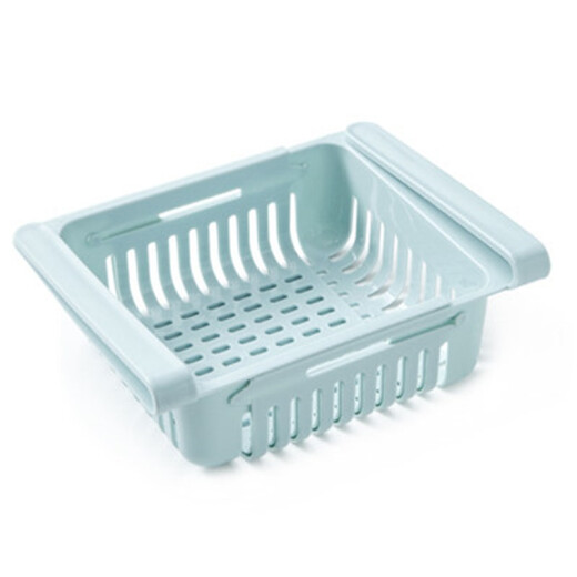 Youchen refrigerator storage box retractable food storage basket tray drawer-type pull-out bottom drain basket blue [single pack]